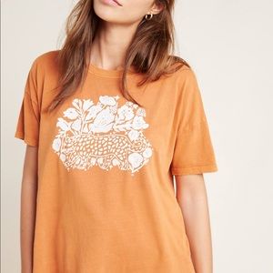 Anthropologie Blooming Print Orange Leopard Shirt
